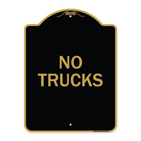 Signmission Designer Series Sign Driveway Sign No Trucks, Black & Gold Aluminum Sign, 18" x 24", BG-1824-24123 A-DES-BG-1824-24123